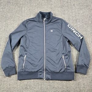 Cinch Jacket Womens Large Blue Full Zip‎ Bonded Bomber Fleece Lined Rodeo Cowboy